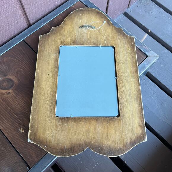 Retro Cottage Style Wood Framed Wall Mirror Hand Painted Bluebirds Folk Art - Picture 9 of 9